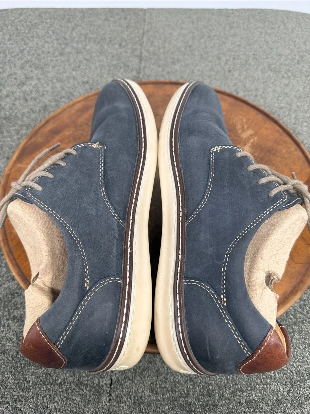Johnston & Murphy Shoes Mens 9.5 Wide Blue Leather Lace Up Oxford Sneakers